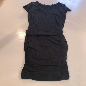 PRANA Small Black Short Sleeve Ruched Skirt DRESS